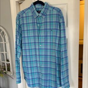 Vineyard Vines Green and Blue Plaid Shirt